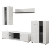 Mobile Soggiorno Ozzero, Parete Attrezzata Modulabile, 264x41.5x182h cm Bianco Opaco