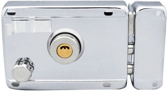 Chiusura esterna sicura contro furto - Cilindro di chiusura - Chiusura domestica - Chiave con 5 esemplari - Design compattabile 119x85 mm - Verchroomato in acciaio resistente - Chiusura di porta