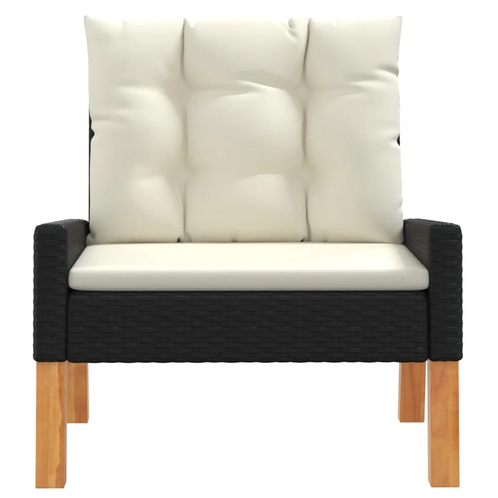 Set da Giardino 4 pz | Set Salotto da Giardino con Cuscini in Polyrattan e Legno Massello