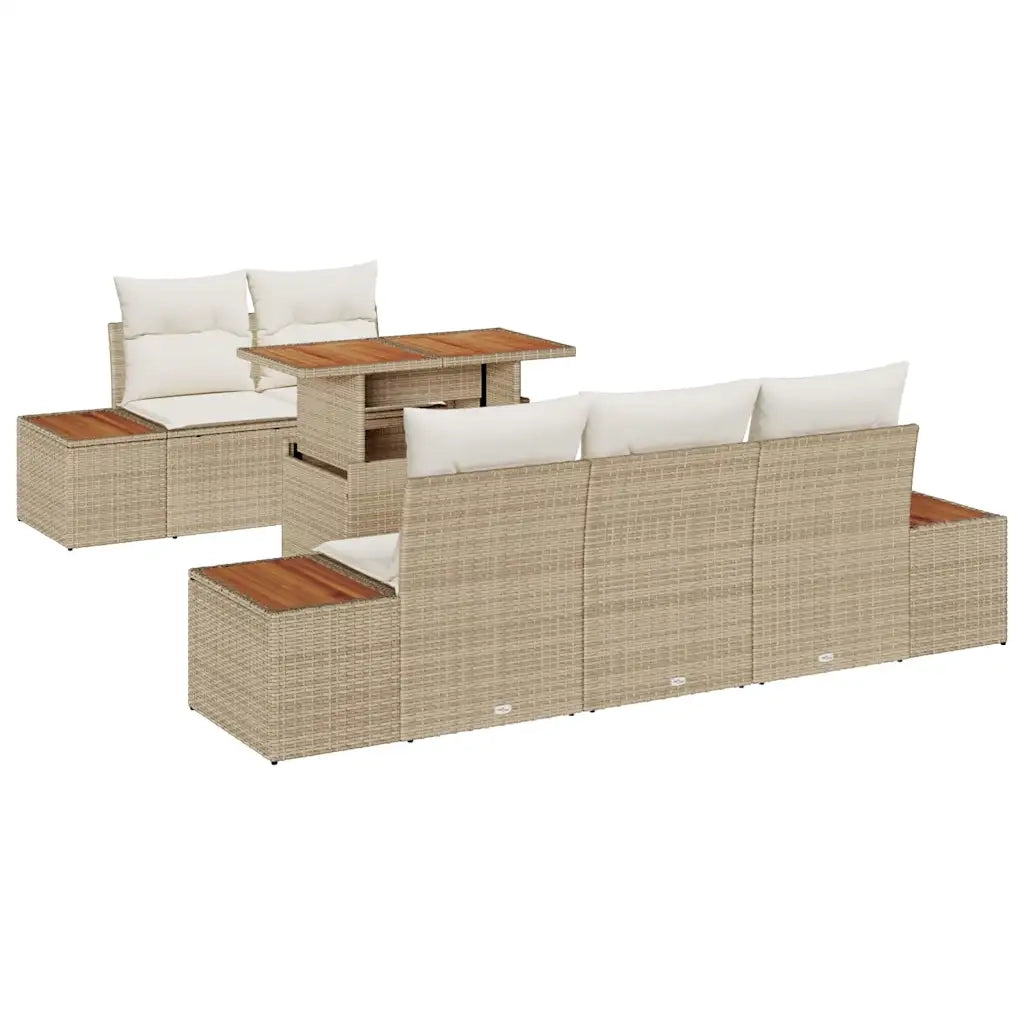 Set da Pranzo per Giardino con cuscino 6 pcs Beige e Crema