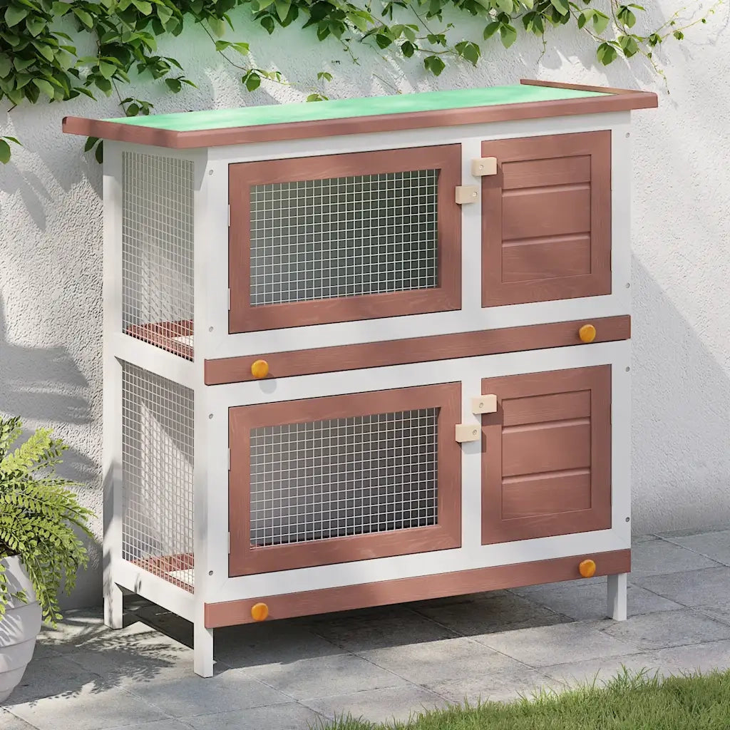 Conigliera per Esterni con 4 Porte Rosso in Legno CFW2282525