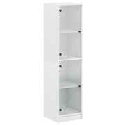 Buffet credenza cassettiera mobiletto mobile contenitore organizer per cucina soggiorno salotto con ante in vetro 35 x 37 x 142 cm bianco 02_0030109