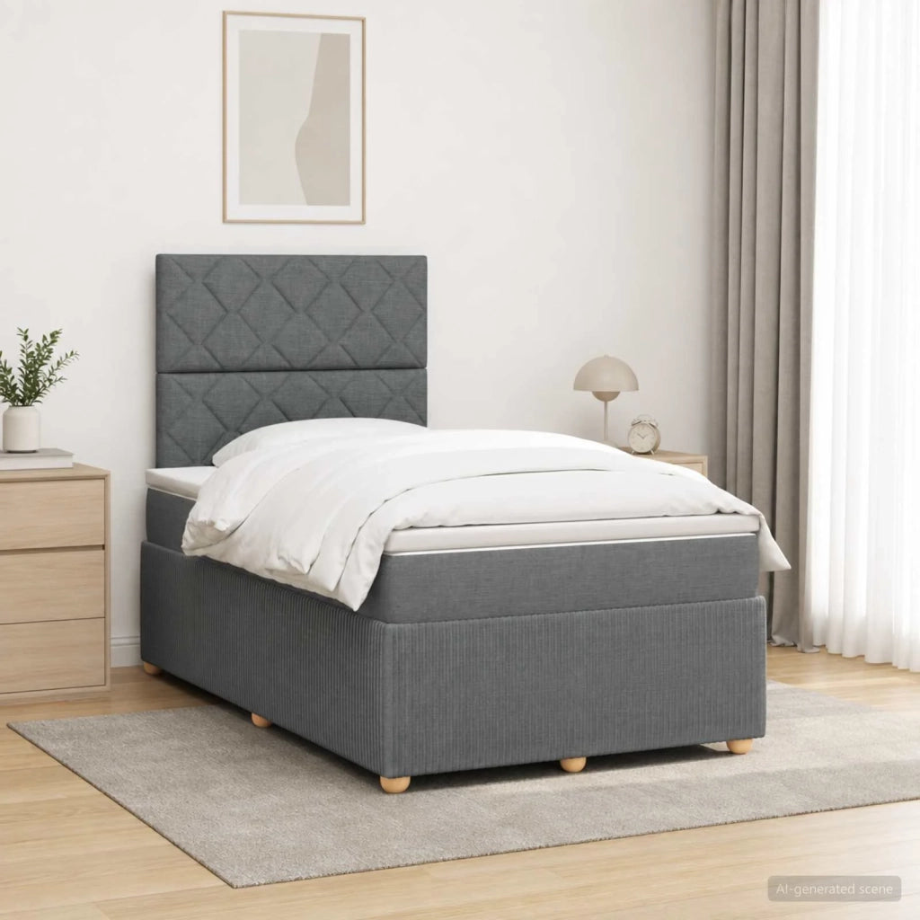 Letto Box Spring LED con Materasso Grigio Scuro 120 x 200 cm 3455840