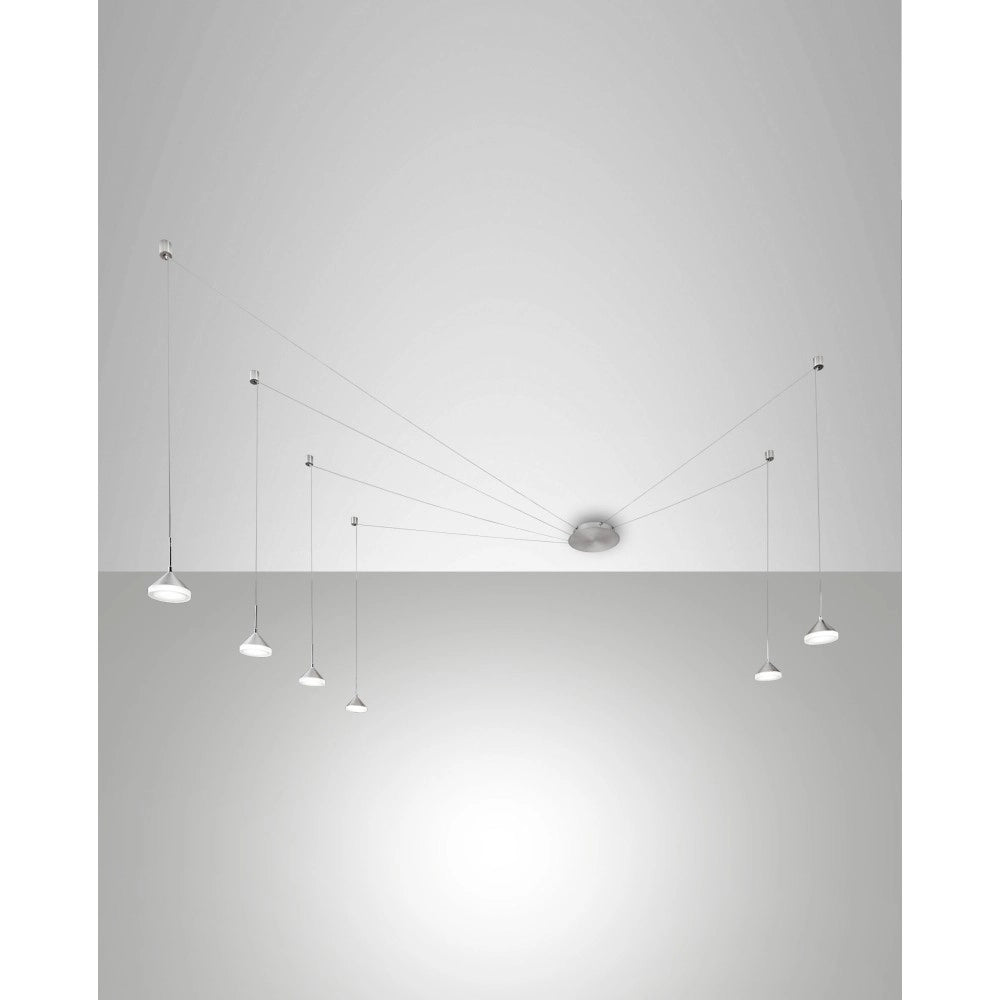 Lampada a Sospensione LED Isabella 48W 3000K Dimmerabile Ø350 cm Alluminio satinato - Dimmer Smart luce integrato