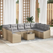 Set da Pranzo da Giardino 10 Pezzi con Cuscini Rattan Sintetico Nero