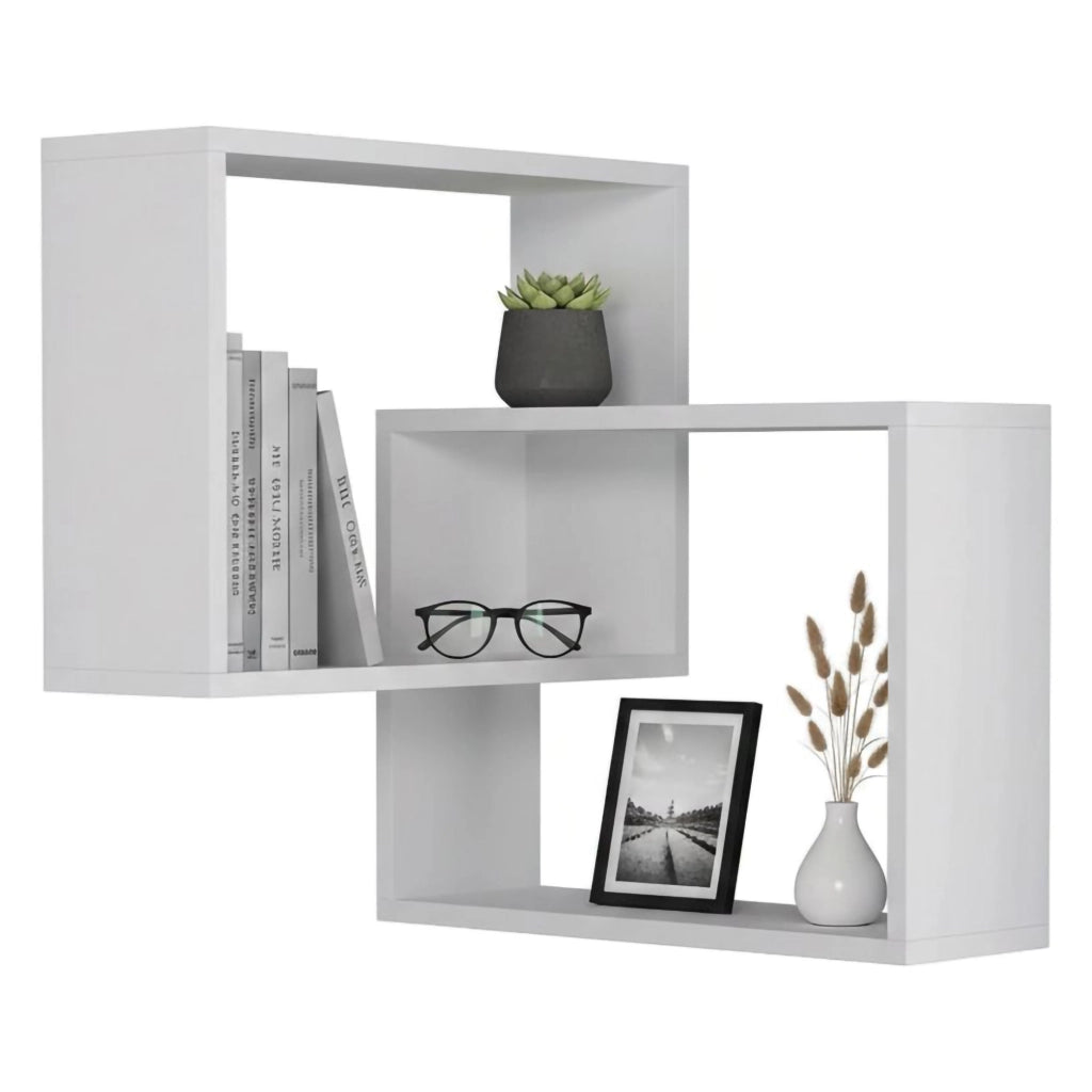 Mensola Leslie, Scaffale, Ripiano a muro, Scaffalatura multiuso, 68x60h68 cm, Bianco