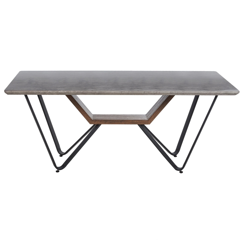 Tavolo da pranzo industriale con piano in MDF impiallacciato effetto cemento gambe in metallo  180 x 90 cm stile moderno sala da pranzo
