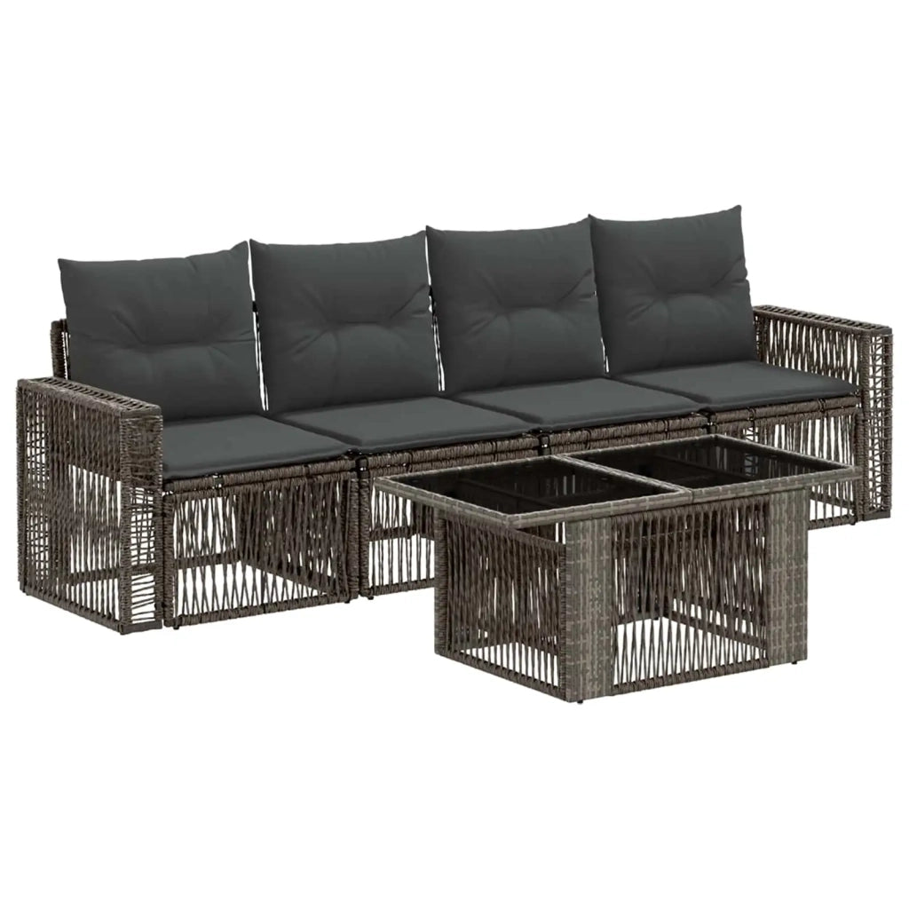 Set Divano da Giardino 5 pz Grigio e Grigio Scuro polyrattan 3436742