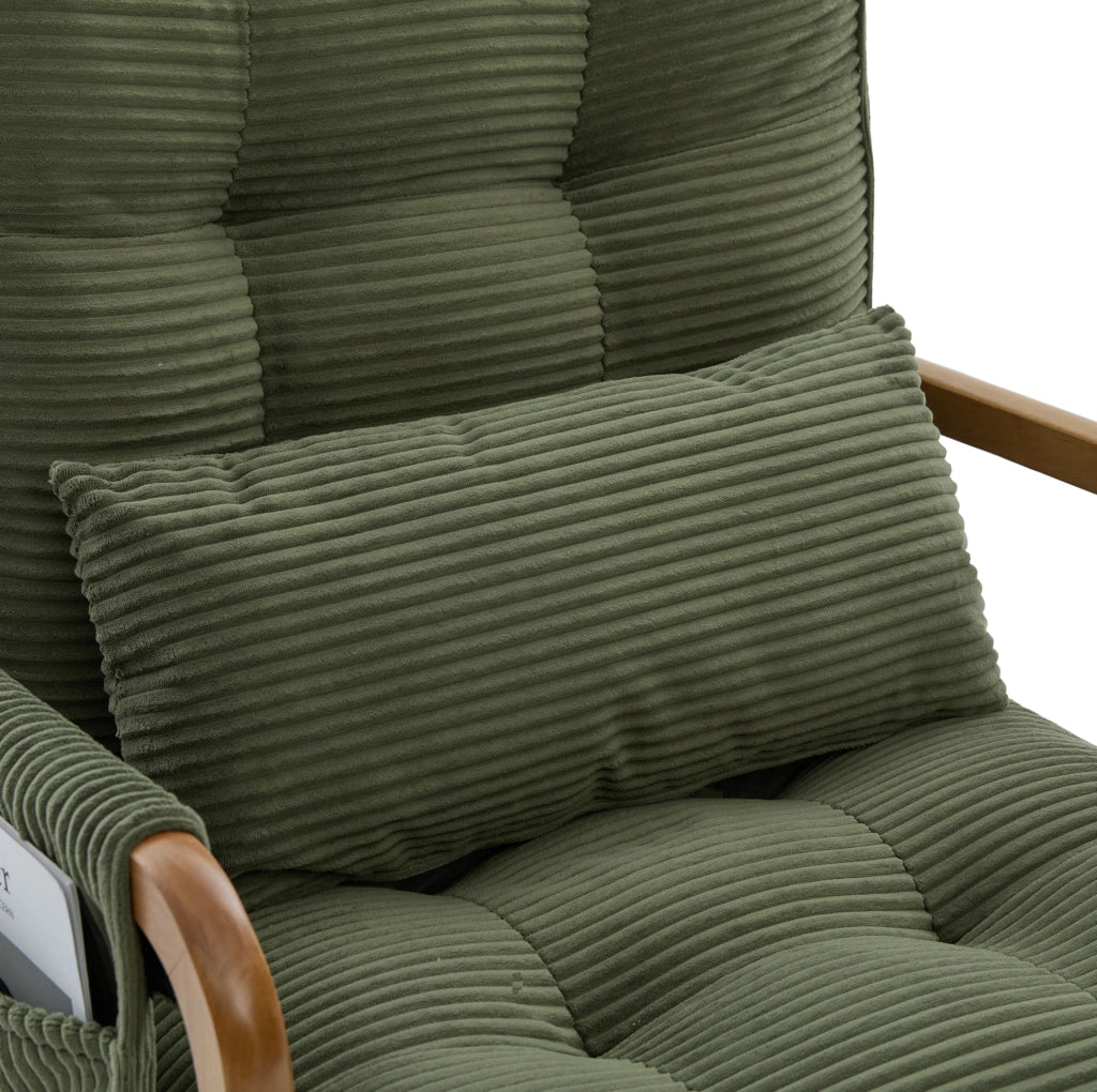 Sedia a dondolo 70x80x92 cm con poggiapiedi e schienale regolabile in cord verde