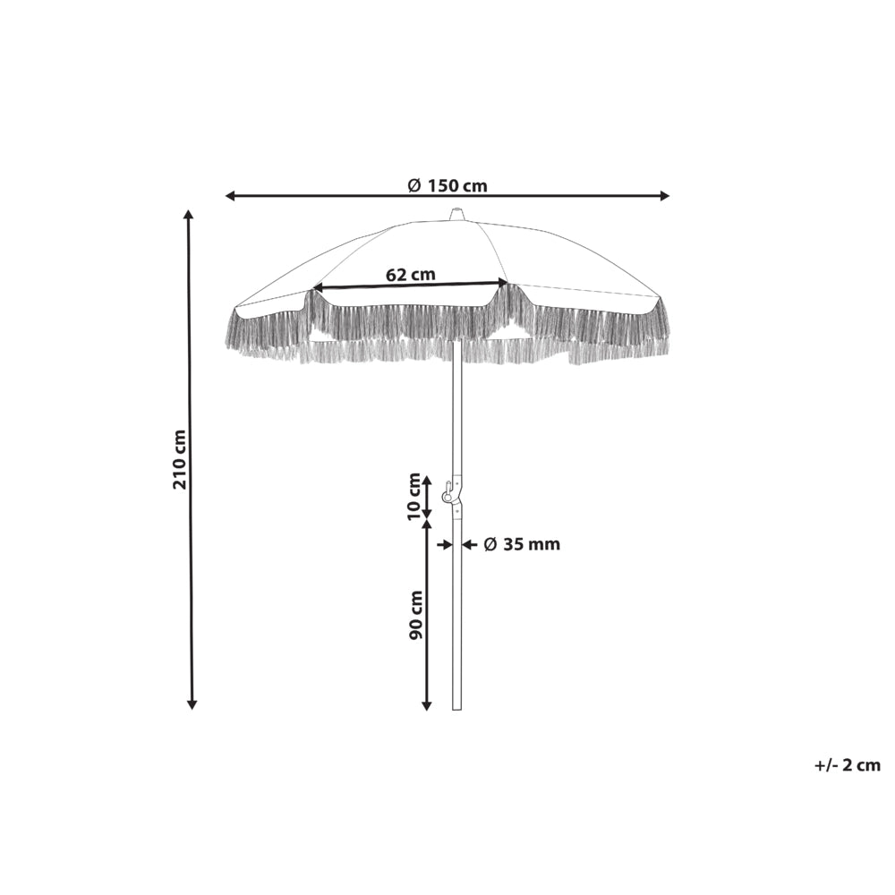 Ombrellone giardino tessuto bianco palo in legno faggio 150 cm Ombrellone esterno rotondo giardino retrò inclinabile resistente ai raggi UV