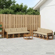 Set di divani da esterno con cuscino 9 pcs Naturale e Beige 3381857