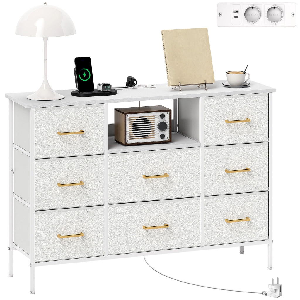 Cassettiera 8 cassetti in tessuto ¨C Minimal ¨C 110x30x76 crema