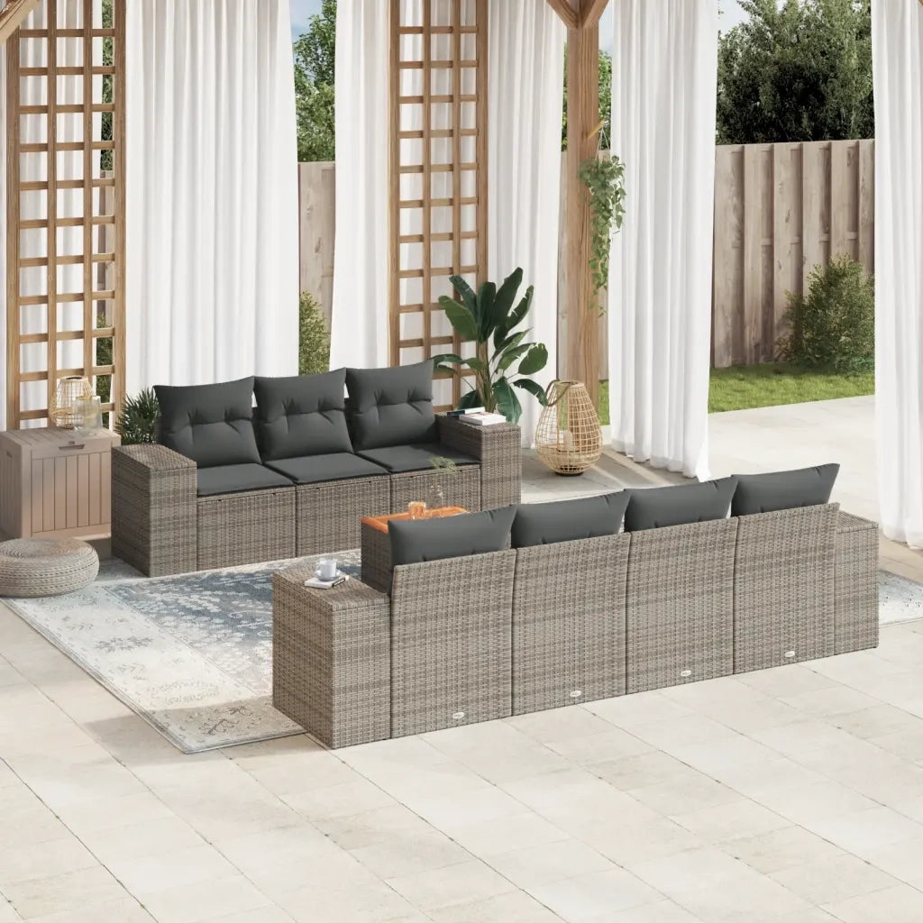 Set Divano da Giardino 8 pz con Cuscini Grigio in Polyrattan 3257684
