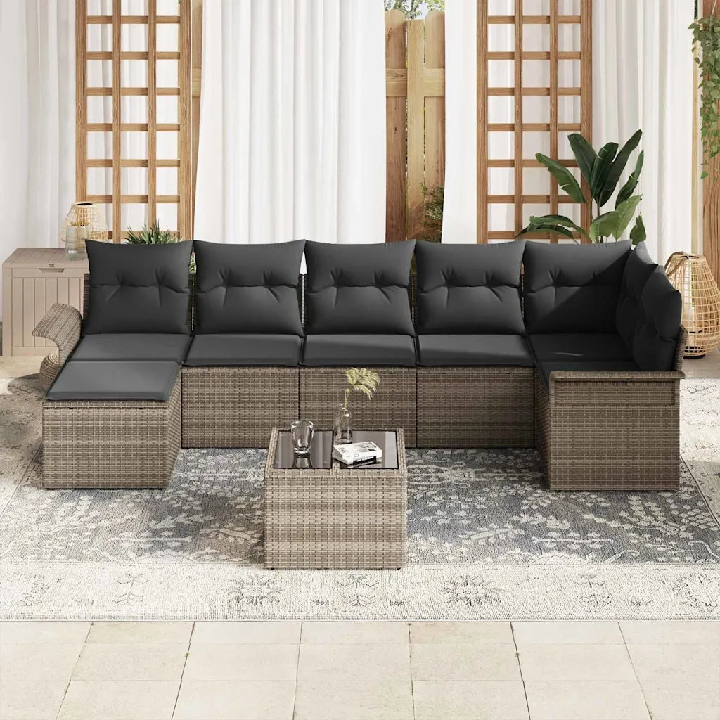 Set Divano da Giardino con cuscino 8 pcs Grigio Poly Rattan 3354128