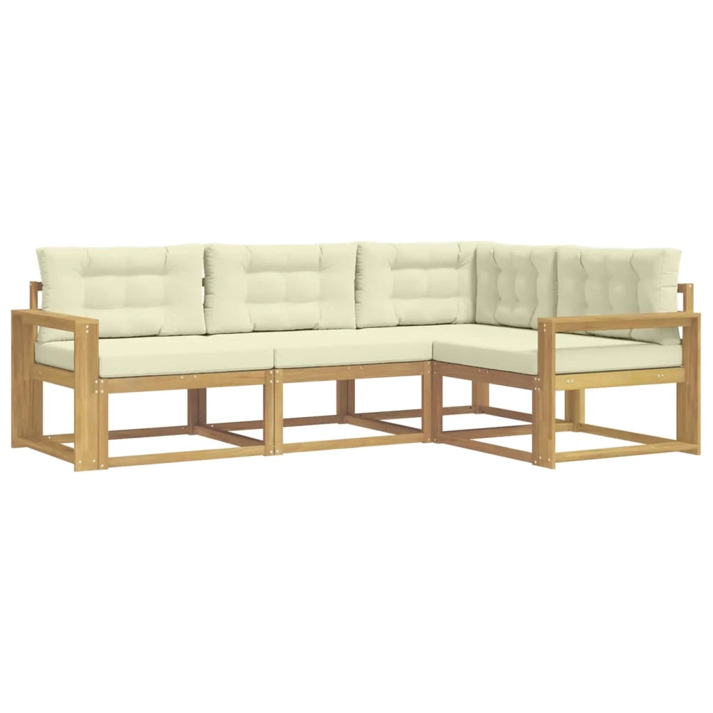 Set di divani da esterno 3 pcs Bianco e Crema Poliestere
