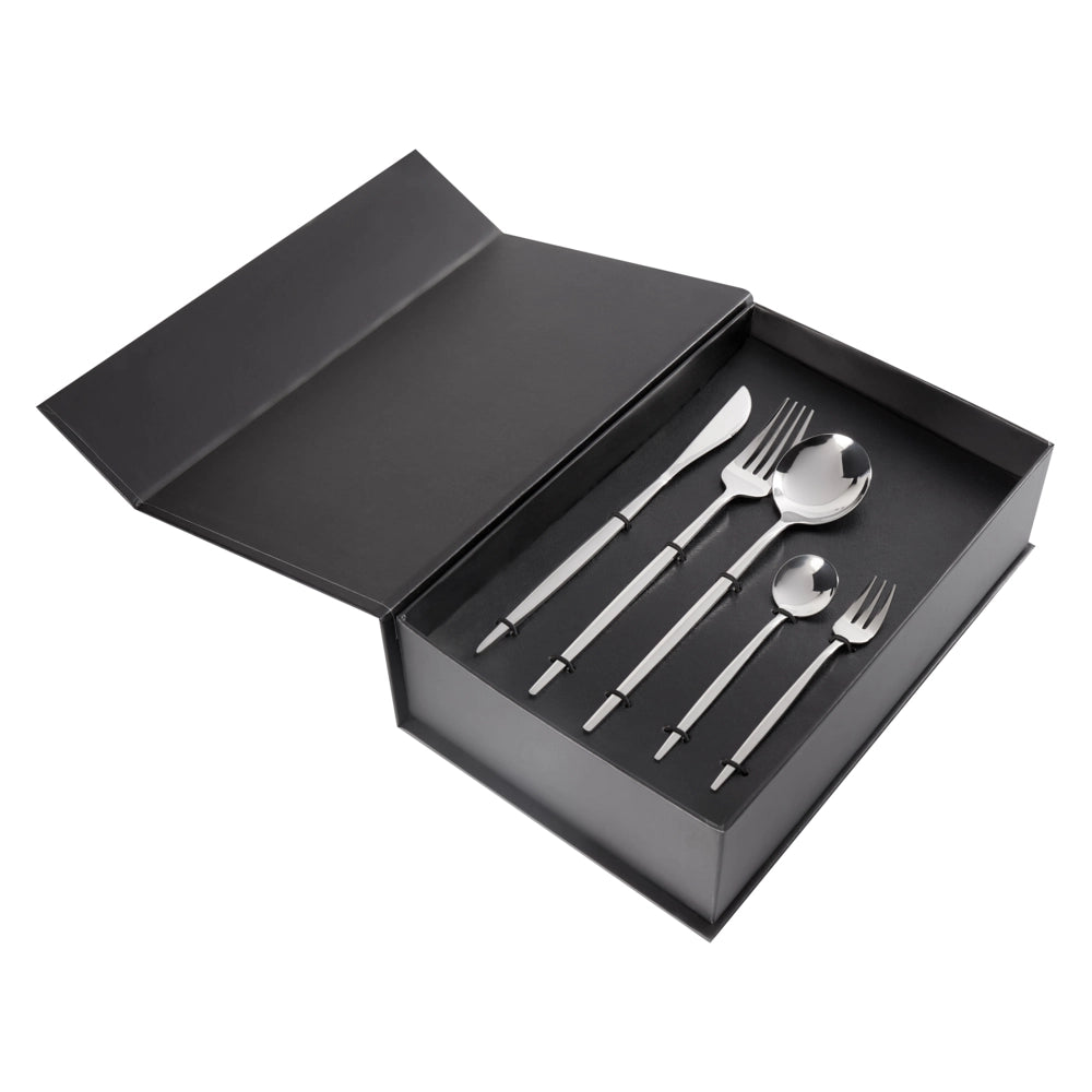 Set di posate in acciaio inox argento 30 pezzi per 6 persone Coltello Cucchiaio Forchetta Cucchiaio Forchetta per torte Design moderno