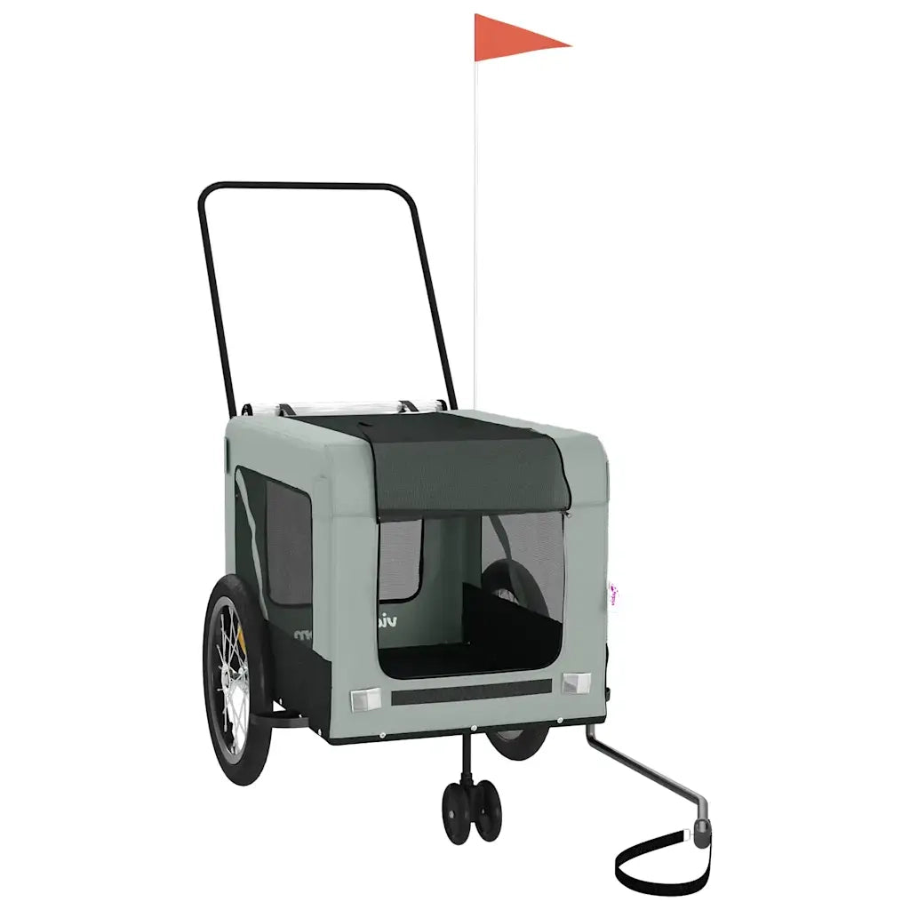 Rimorchio da Bici per Animali Grigio e Nero Oxford e Ferro CFW4261940