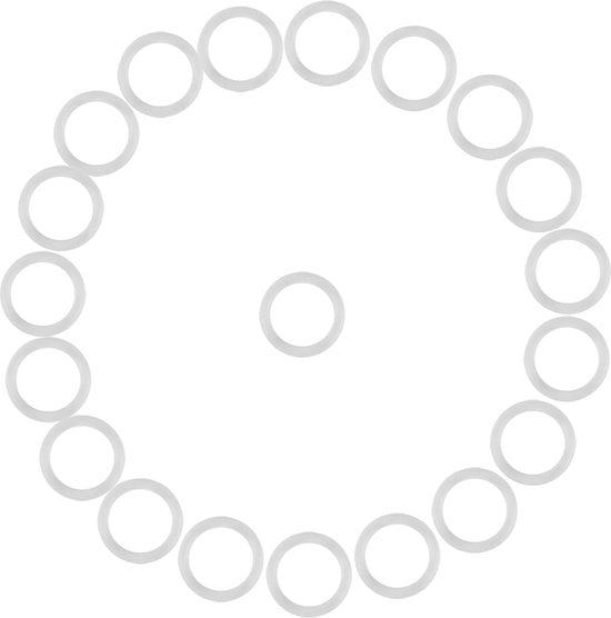 20 pezzi di O-Ring in silicone sicuro, 2,5 cm, per adattatore di catenina per bambino - Clip per biberon in trasparente.