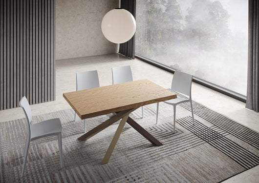 Tavolo Allungabile 140/190x90 cm Versalux Rovere Scortecciato Gambe Multicolore 4/C