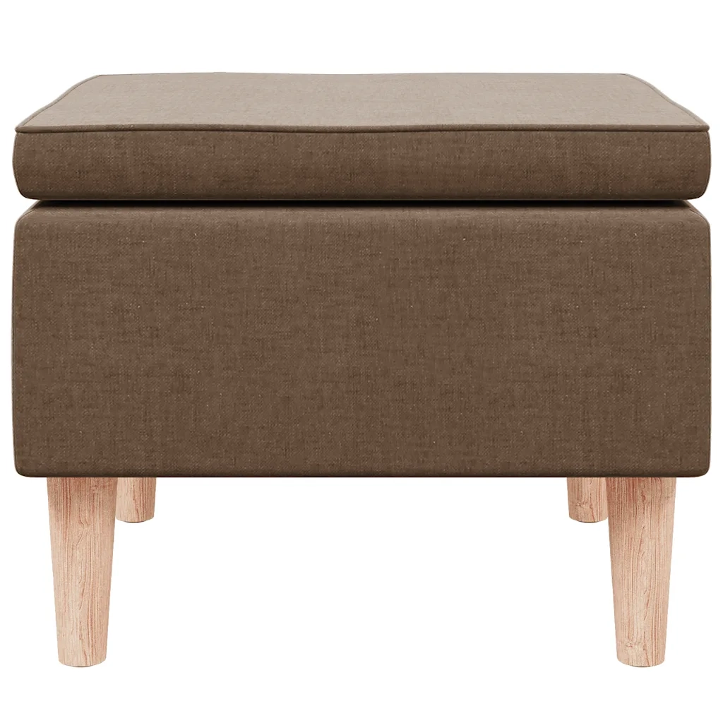 Poggiapiedi con Gambe in Legno Marrone in Tessuto 329450