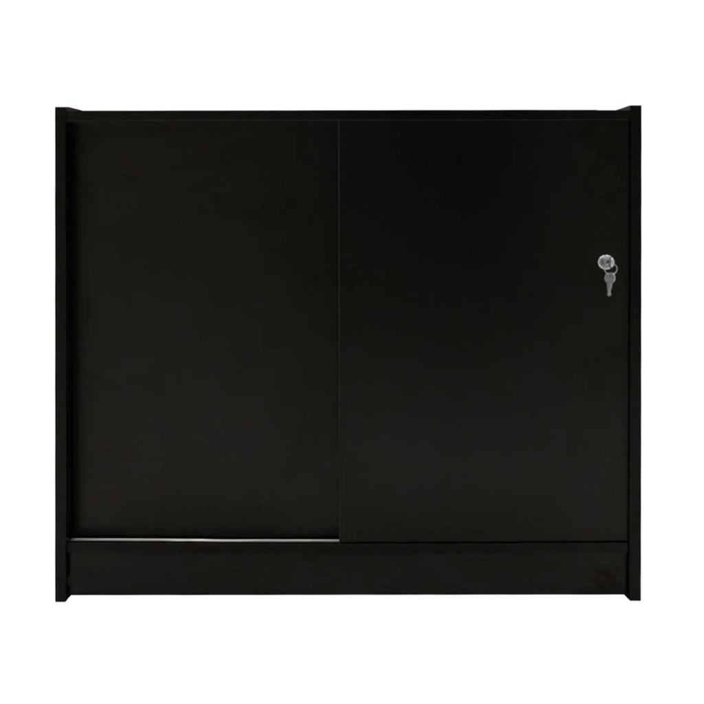 Bancone LED B1200 Nero con 1 Ripiano a Vista e 2 Chiusi