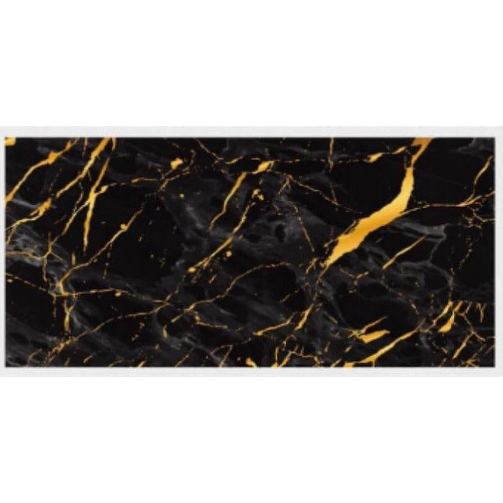 Trade Shop - Pannello Adesivo Effetto Marmo Nero Con Oro Pareti Paraschizzi 300 X 60cm Stanza -
