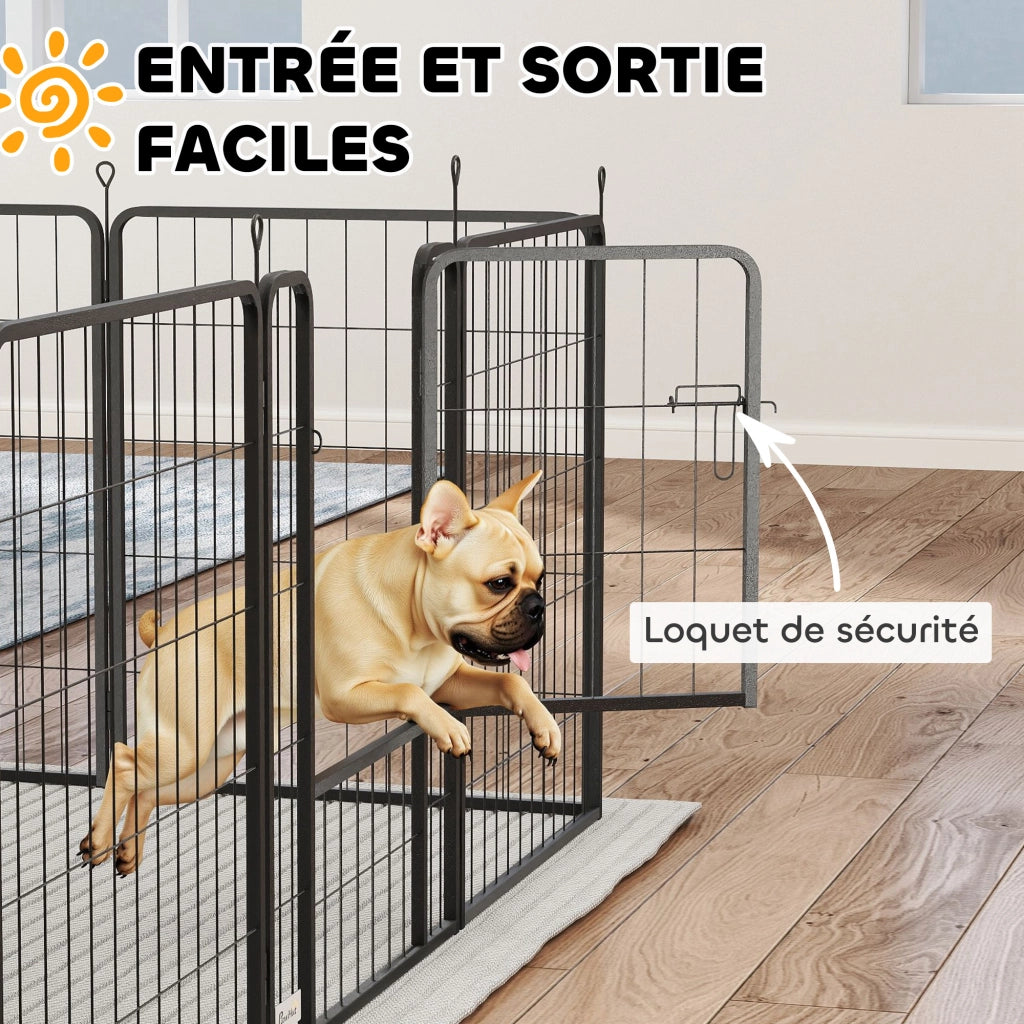 Recinto modulare per cani 12 pannelli pieghevoli ¨C Xylo ¨C acciaio nero con porta 68x80