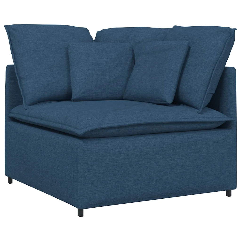 Modulo Angolare Divano Modulare con Cuscini Blu 100 cm 4104454