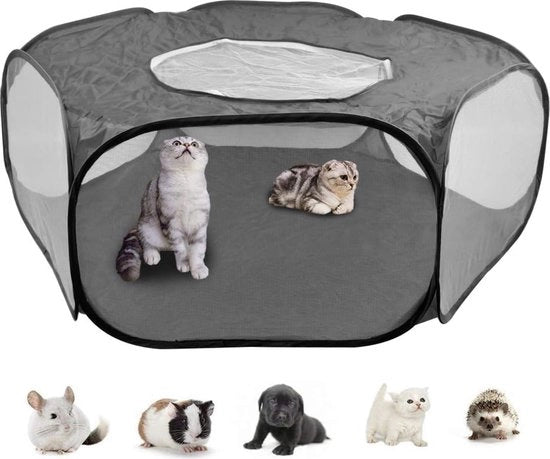 Tenda per piccoli animali, gabbia per animali domestici, gabbia pieghevole per animali, per interni ed esterni, recinzione per esercizio con tettoia, rete, box per hamster, giardino, recinzione, area di gioco, respirabile per coniglio, cavia, topi.