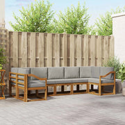 Set di divani da esterno 7 pcs Grigio Naturale e Chiaro