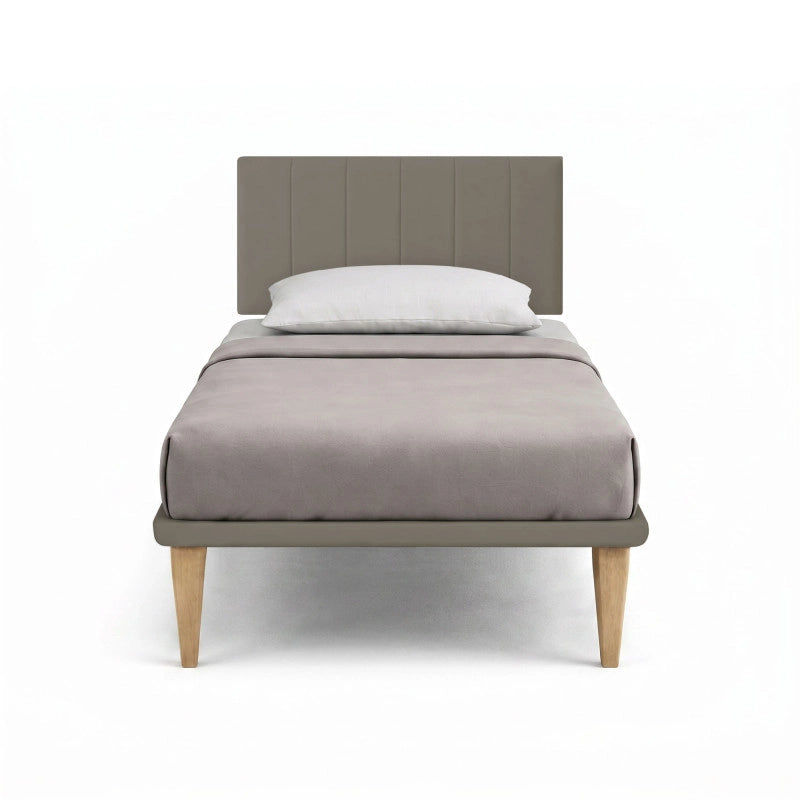 Letto imbottito Singolo 80x200 cm Vertical - Similpelle,Cappuccino,Con rete