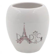 Trade Shop - Bicchiere Portaspazzolino Spazzolini Decorato Scritta Paris Accessori Bagno 87036 -