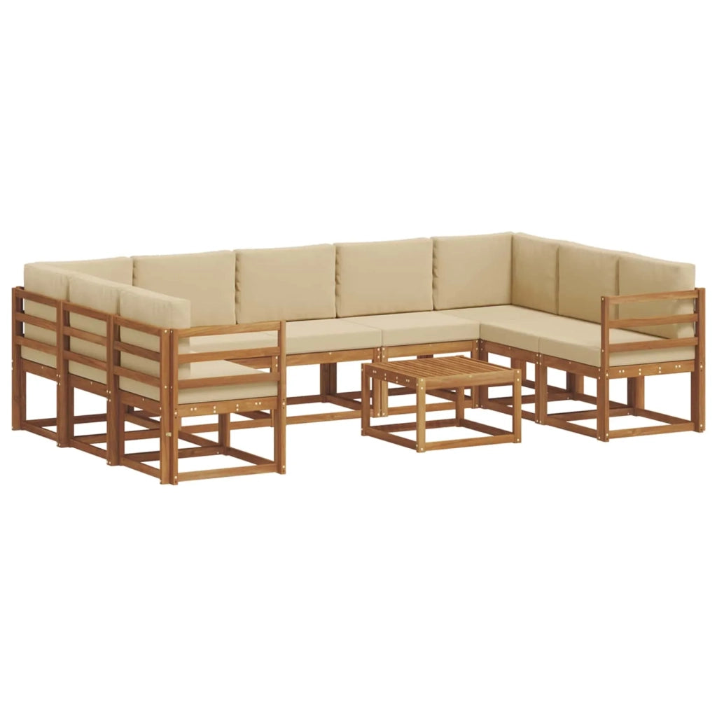 Set di divani da esterno con cuscino 10 pcs Naturale e Beige