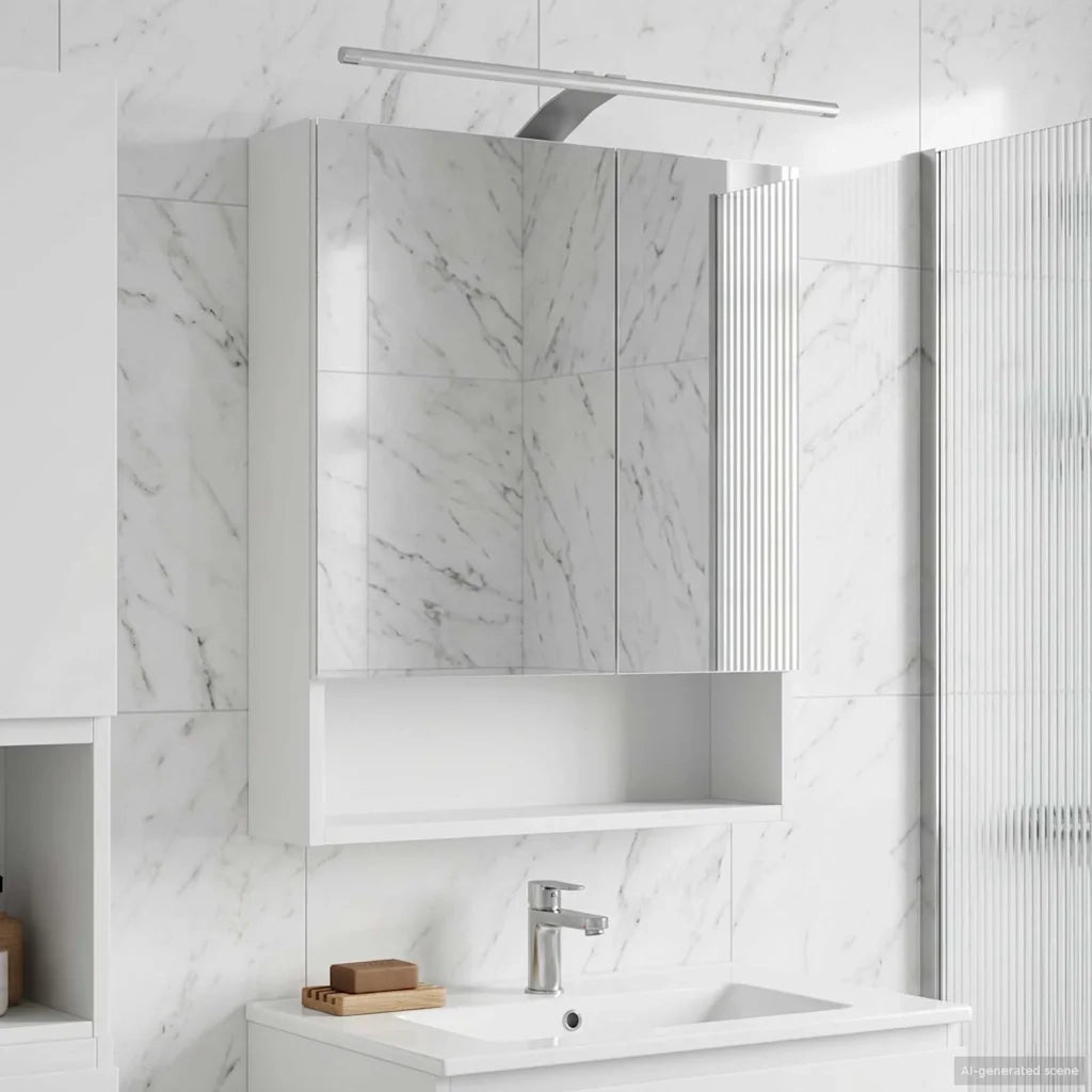 Mobiletto per specchio da bagno Bianco 50 x 14,5 x 70 cm