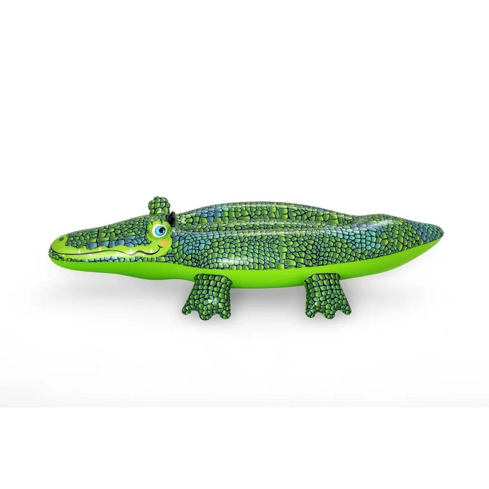 Trade Shop - Cavalcabile Coccodrillo Gonfiabile Per Bambini Galleggiante 152x71cm Con Maniglia 41477 -