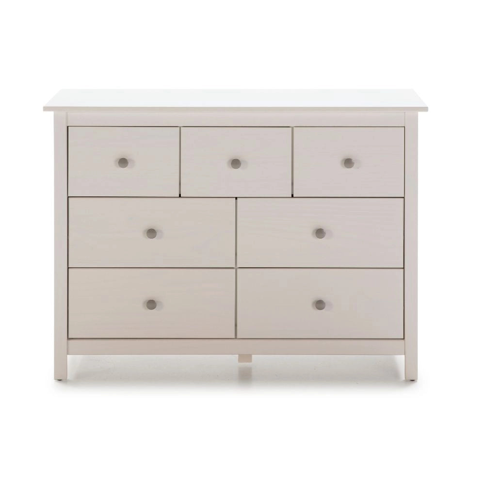 Cassettiera Berna con 4 cassettoni e 3 cassetti in legno massiccio bianco 110x40x80H