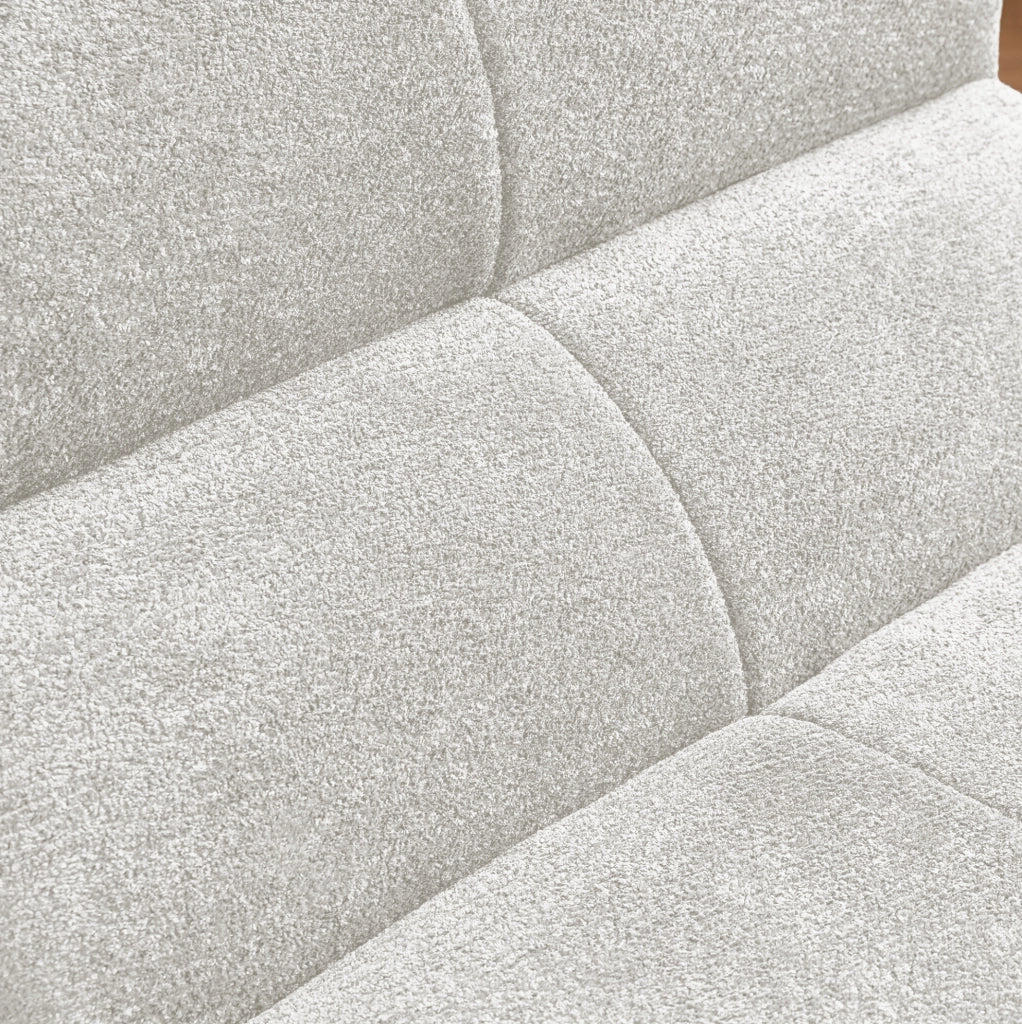 Poltrona compatta compressa in velluto bianco; 94 x 110 x 79 cm