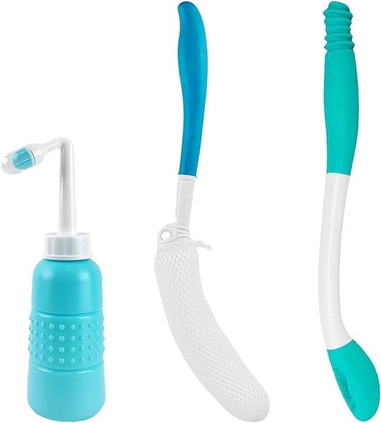 Kit di aiuto per il bagno per pulire e spazzolare - Spazzola per il sedere con lunga portata