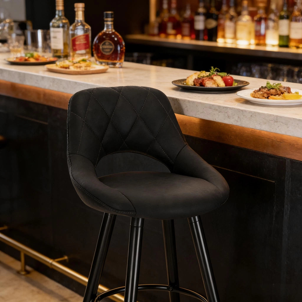 SGABELLO DA BAR Ergonomico 91 cm Anthracite in Tessuto e Legno Massello