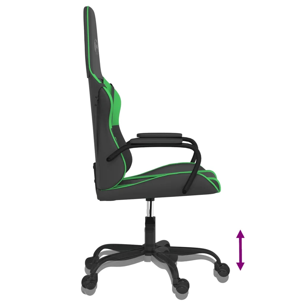 Sedia da Gaming | Sedia da e-sports Massaggiante Nero e Verde in Similpelle