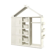 Armadio per bambini 130 x 34 x 156 cm con robusto appendiabiti e 4 ripiani aperti stile casa HDPE bianco 20_0010253