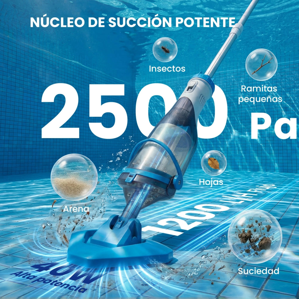 Pulitore Piscina Manuale con Cepillo e Asta Regolabile 63-150 cm ¨C zephmum ¨C Blu