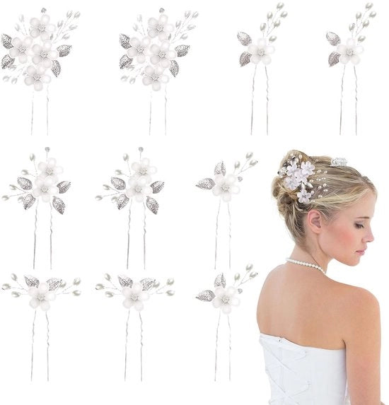 Decine di Spille per Capelli in Fiori - Accessori per Capelli in Argento per Matrimonio