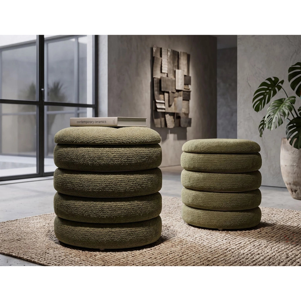 Set di 2 pouf contenitore in stile nordico verdi
