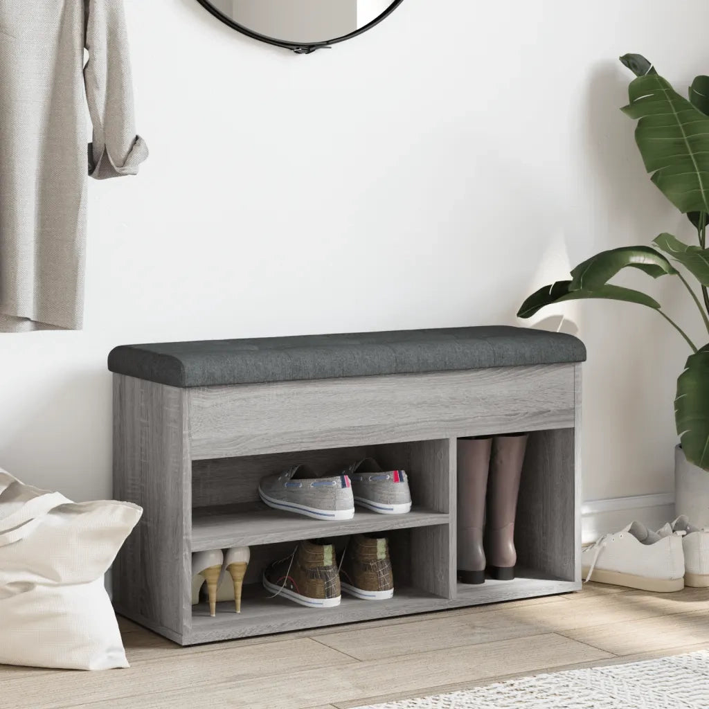 Panca Porta Scarpe Grigio Sonoma 82x32x45,5cm Legno Multistrato 835031