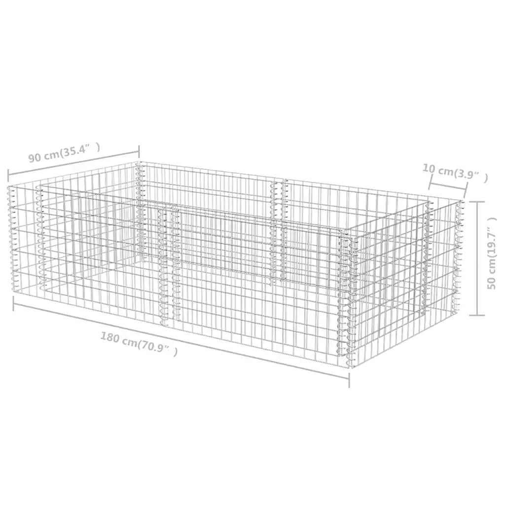 Gabbione Fioriera in Acciaio Zincato 180x90x50 cm 141624