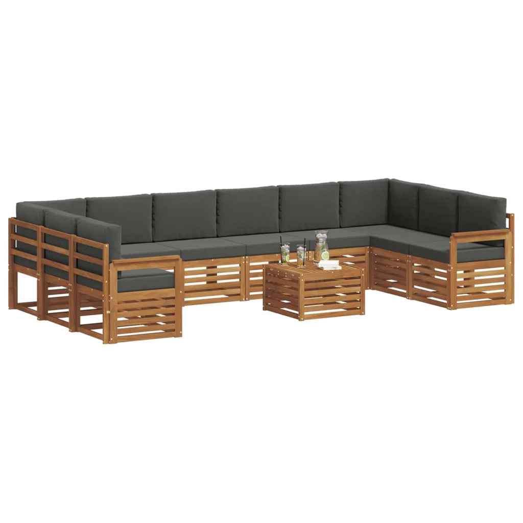 Set di divani da esterno 11 pcs Naturale e Antracite