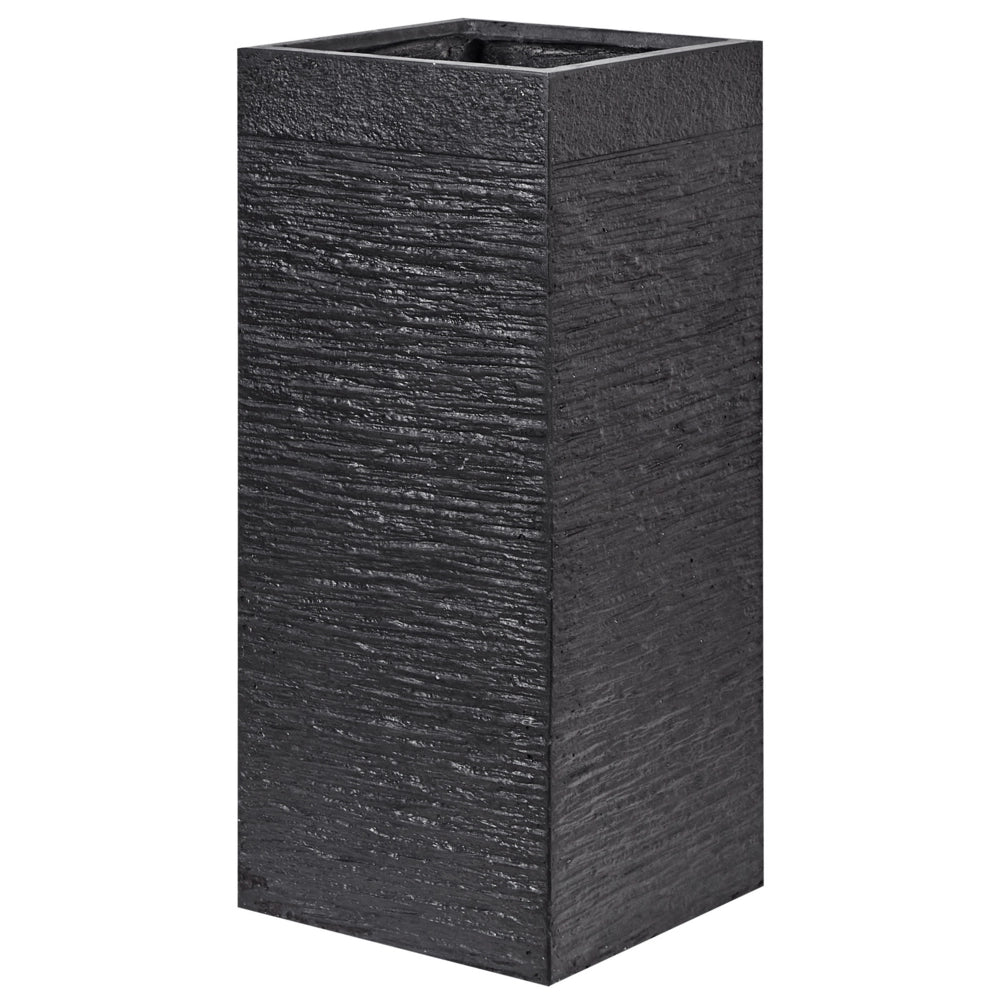 Vaso per fiori Fioriera alta in argilla in fibra nera quadrata 26 x 26 x 60 cm Accessori da giardino per interni ed esterni
