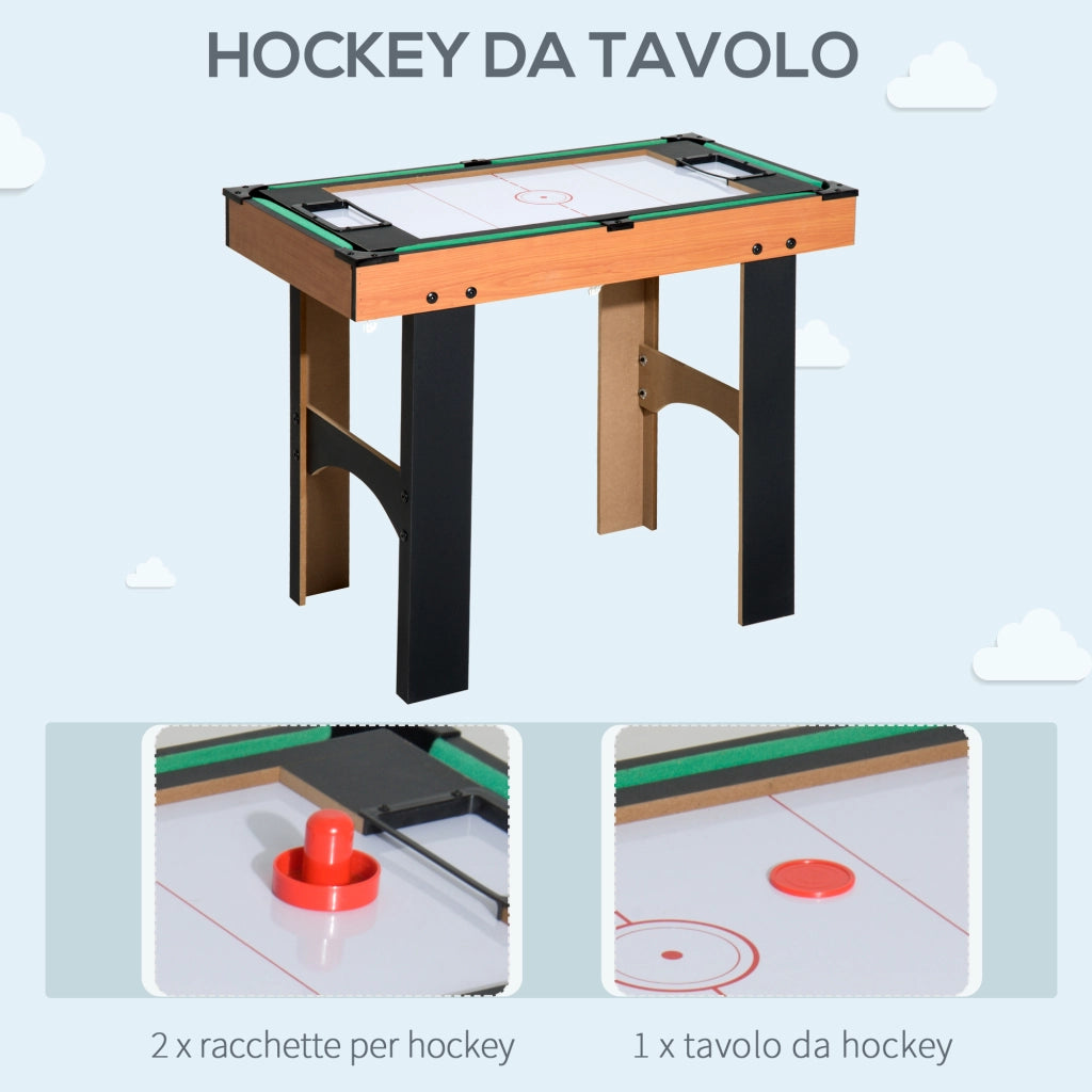 Tavolo da gioco 4 in 1 con calcio balilla, hockey, ping pong e biliardo ¨C Zephmum ¨C MDF, 92x78x80 cm