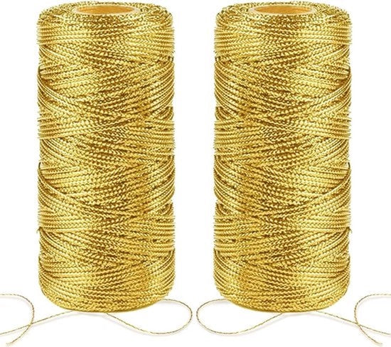 100 m cordone metallizzato dorato 1 mm - cordone per decorazioni natalizie - rotoli di filo dorato per legatura - cordone di imballo per confezioni di regalo